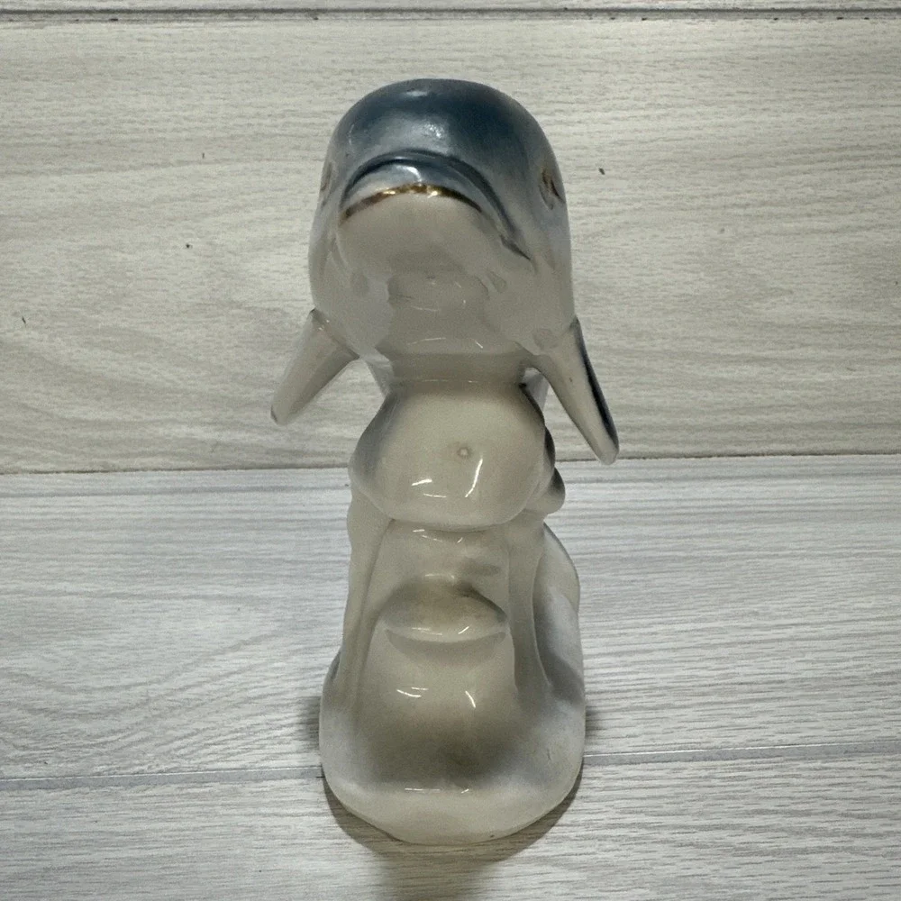 Ceramic Dolphin Figurine w/ Gold Accents 6.75 x 6 x 2.75